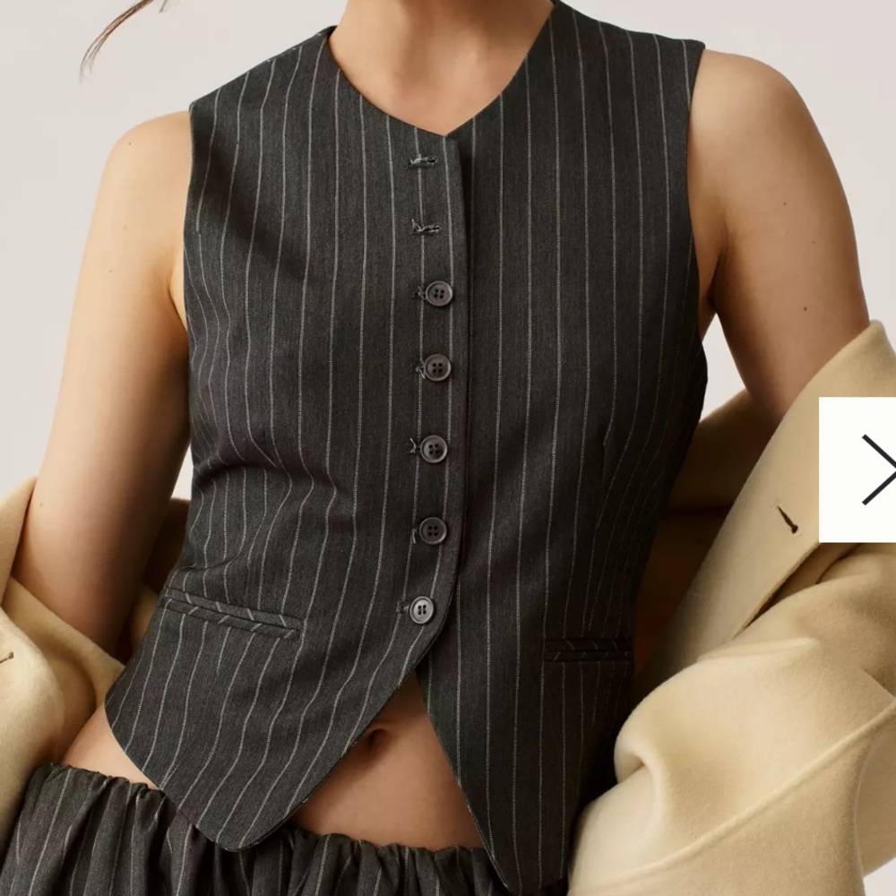 NIA Pinstripe Dark Grey Button-Up Vest